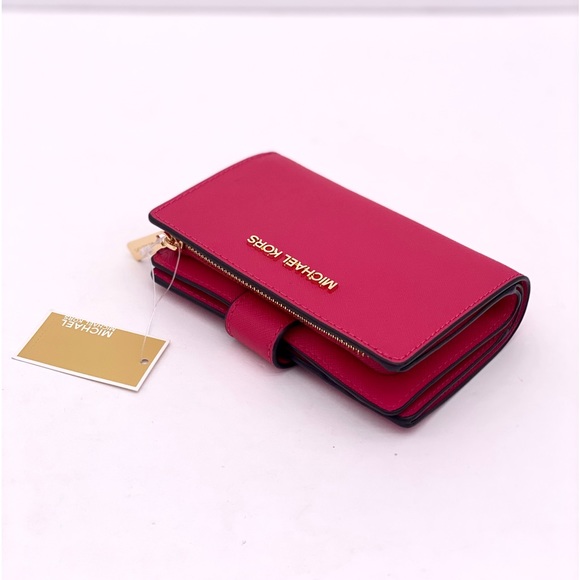 Michael Kors Jet Set Travel Medium Bifold Wallet Electronic Pink - Picture 10 of 15